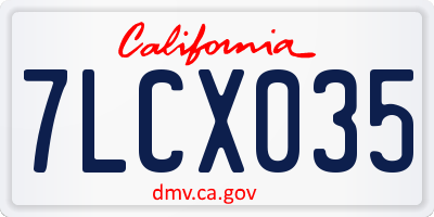 CA license plate 7LCX035