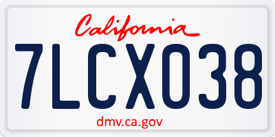 CA license plate 7LCX038