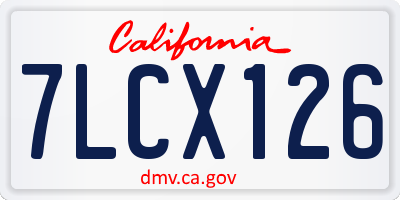 CA license plate 7LCX126