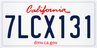 CA license plate 7LCX131