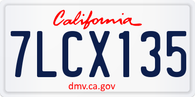 CA license plate 7LCX135