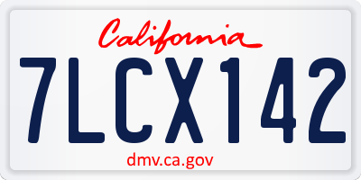 CA license plate 7LCX142