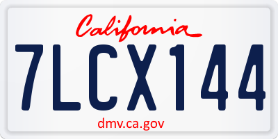 CA license plate 7LCX144