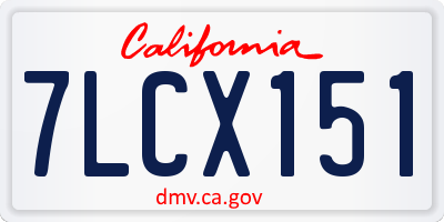 CA license plate 7LCX151