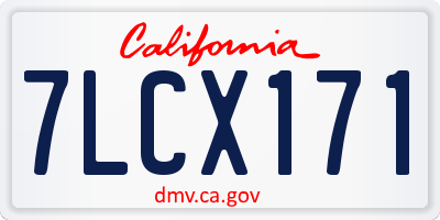 CA license plate 7LCX171