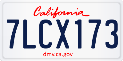 CA license plate 7LCX173