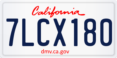 CA license plate 7LCX180