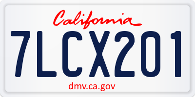 CA license plate 7LCX201