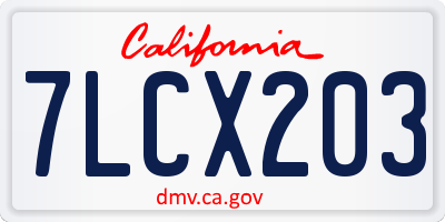 CA license plate 7LCX203
