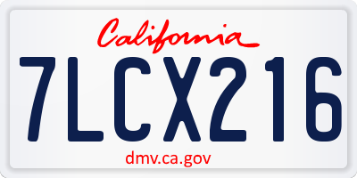 CA license plate 7LCX216