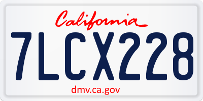 CA license plate 7LCX228
