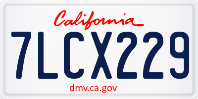 CA license plate 7LCX229