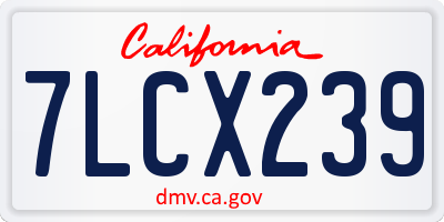 CA license plate 7LCX239