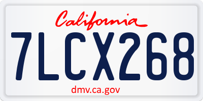 CA license plate 7LCX268