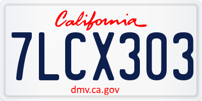 CA license plate 7LCX303