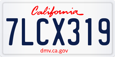 CA license plate 7LCX319