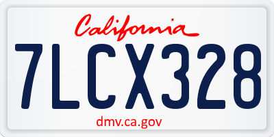 CA license plate 7LCX328