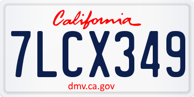 CA license plate 7LCX349