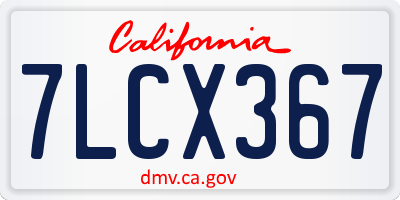 CA license plate 7LCX367