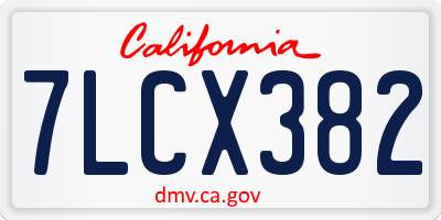 CA license plate 7LCX382