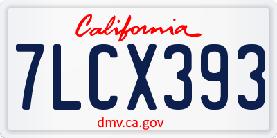 CA license plate 7LCX393