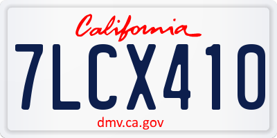 CA license plate 7LCX410
