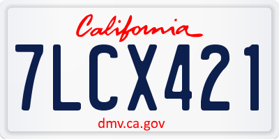CA license plate 7LCX421