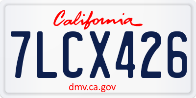 CA license plate 7LCX426