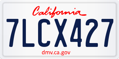 CA license plate 7LCX427