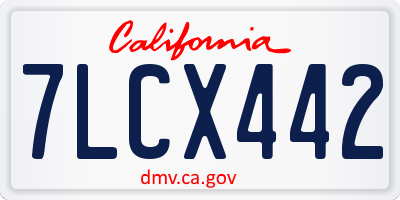 CA license plate 7LCX442