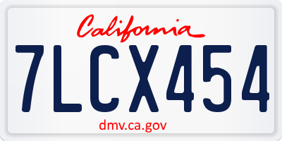 CA license plate 7LCX454