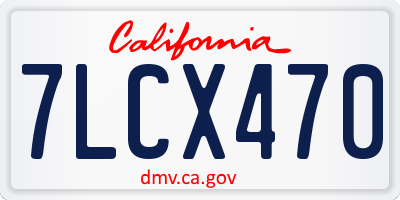 CA license plate 7LCX470