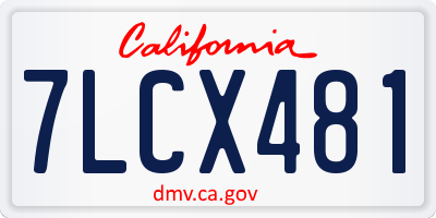 CA license plate 7LCX481