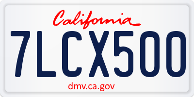 CA license plate 7LCX500