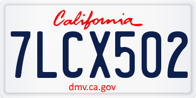 CA license plate 7LCX502