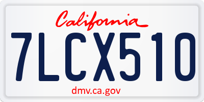 CA license plate 7LCX510