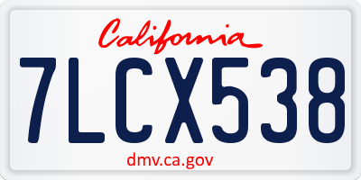 CA license plate 7LCX538