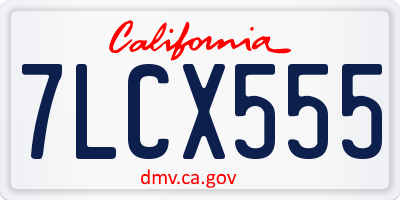 CA license plate 7LCX555