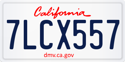 CA license plate 7LCX557