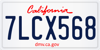 CA license plate 7LCX568