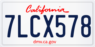 CA license plate 7LCX578