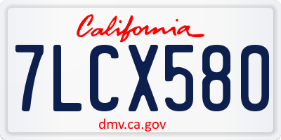 CA license plate 7LCX580