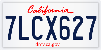 CA license plate 7LCX627