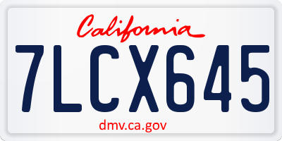 CA license plate 7LCX645