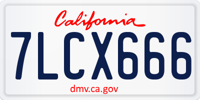 CA license plate 7LCX666