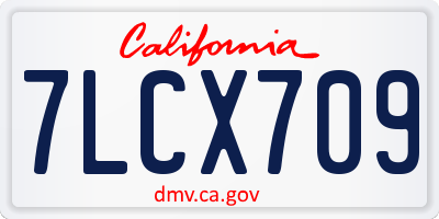 CA license plate 7LCX709