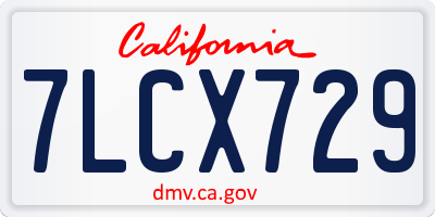 CA license plate 7LCX729