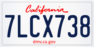 CA license plate 7LCX738