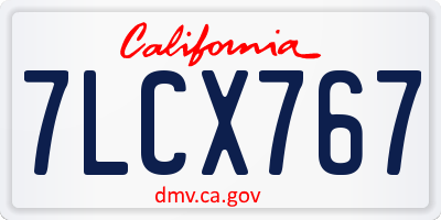 CA license plate 7LCX767