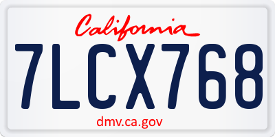 CA license plate 7LCX768